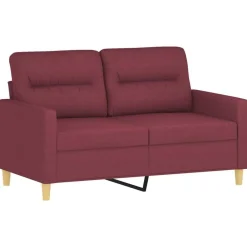 vidaXL Juego de sofás con cojines 3 piezas tela rojo tinto Rojo vino tinto Best