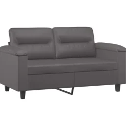 vidaXL Juego de sofás con cojines 3 piezas cuero sintético Gris Hot