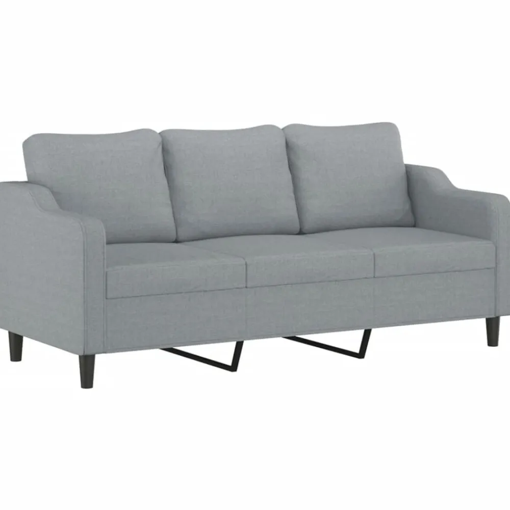 vidaXL Juego de sofás con cojines 2 piezas tela Gris claro Clearance