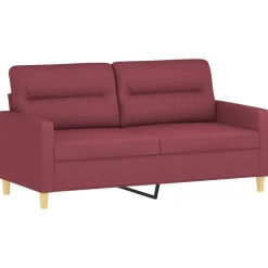 vidaXL Juego de sofás con cojines 2 piezas tela rojo tinto Rojo vino tinto Clearance