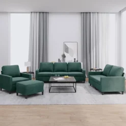 vidaXL Juego de sofás con cojines 4 piezas terciopelo Verde oscuro Sale