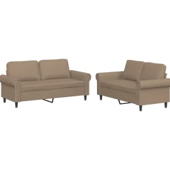 vidaXL Juego de sofás con cojines 2 piezas cuero sintético Capuchino New