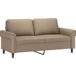 vidaXL Juego de sofás con cojines 2 piezas cuero sintético Capuchino New