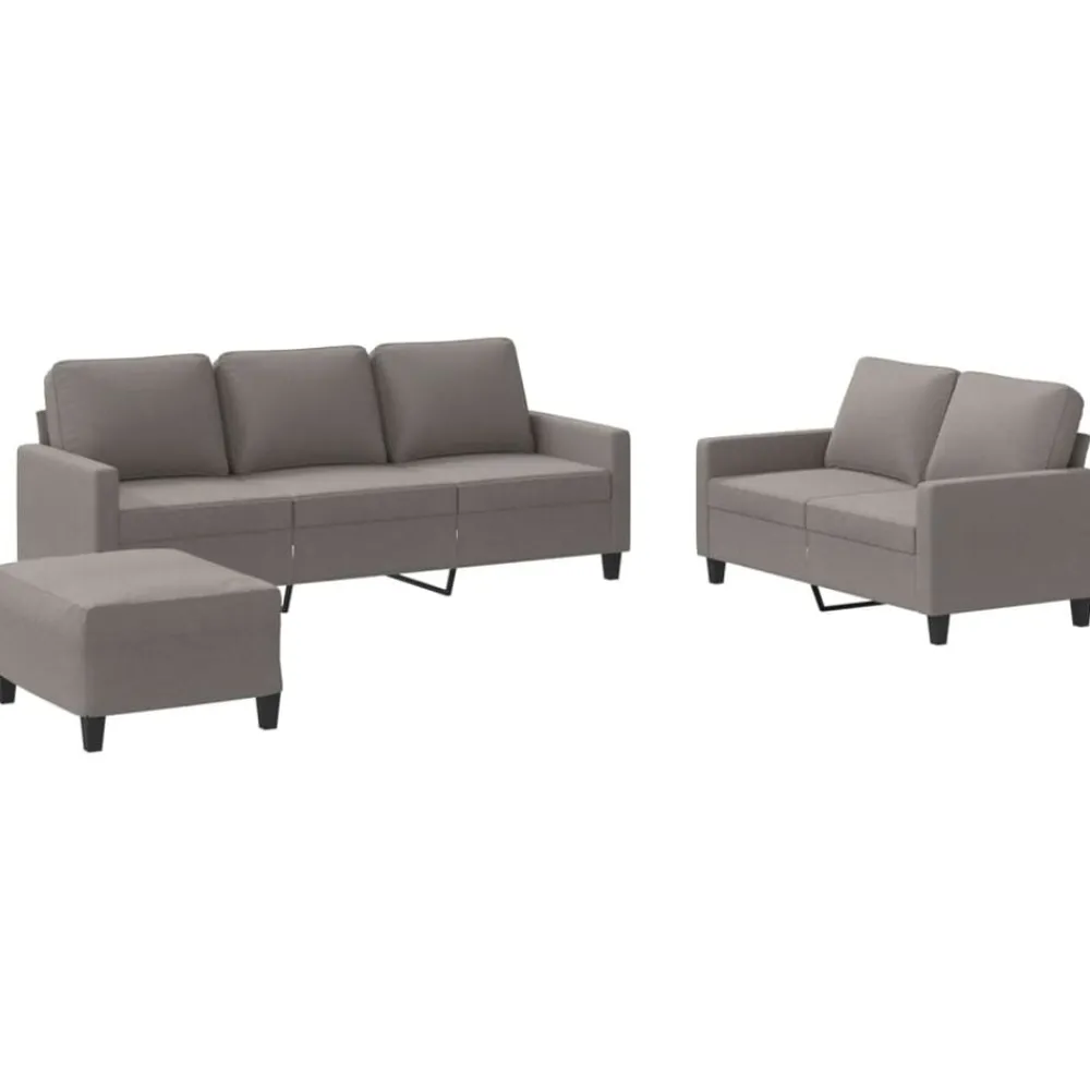 vidaXL Juego de sofás con cojines 3 piezas tela gris taupe Taupé Online