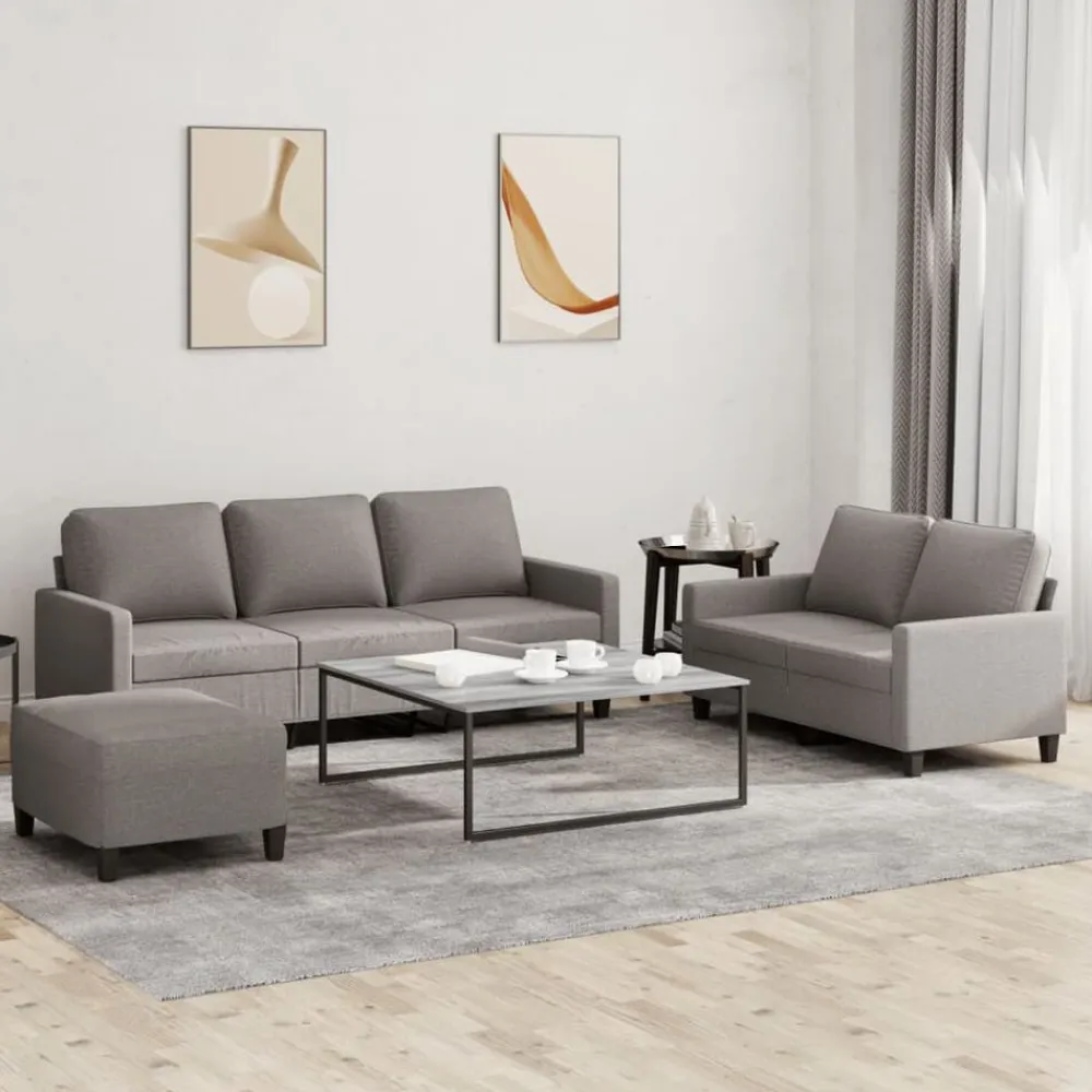 vidaXL Juego de sofás con cojines 3 piezas tela gris taupe Taupé Online