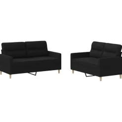 vidaXL Juego de sofás con cojines 2 piezas tela Negro Sale