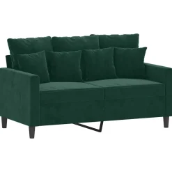 vidaXL Juego de sofás con cojines 3 piezas terciopelo Verde oscuro Sale