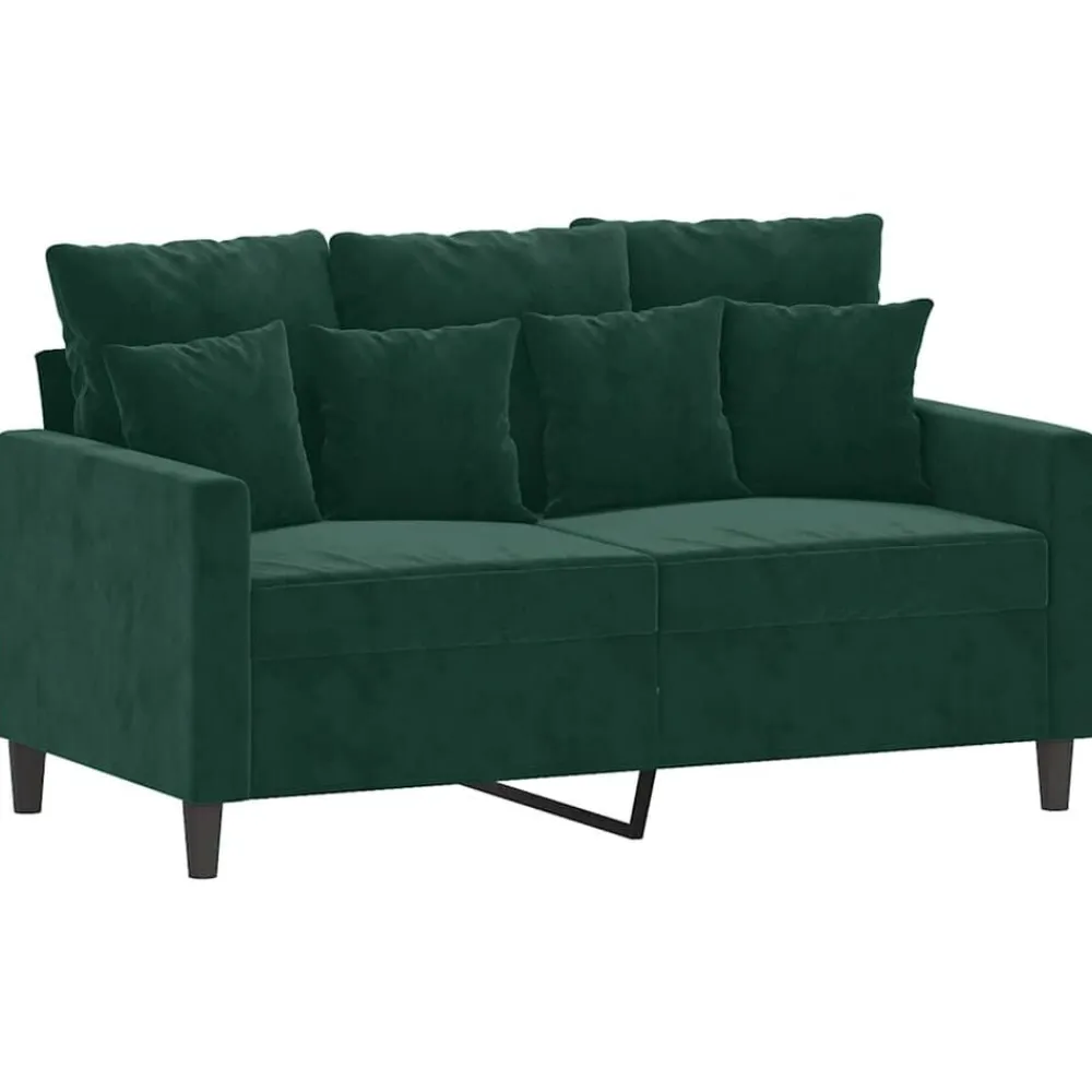 vidaXL Juego de sofás con cojines 3 piezas terciopelo Verde oscuro Sale