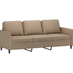 vidaXL Juego de sofás con cojines 4 piezas cuero sintético Capuchino Best