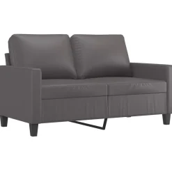 vidaXL Juego de sofás con cojines 3 piezas cuero sintético Gris Sale