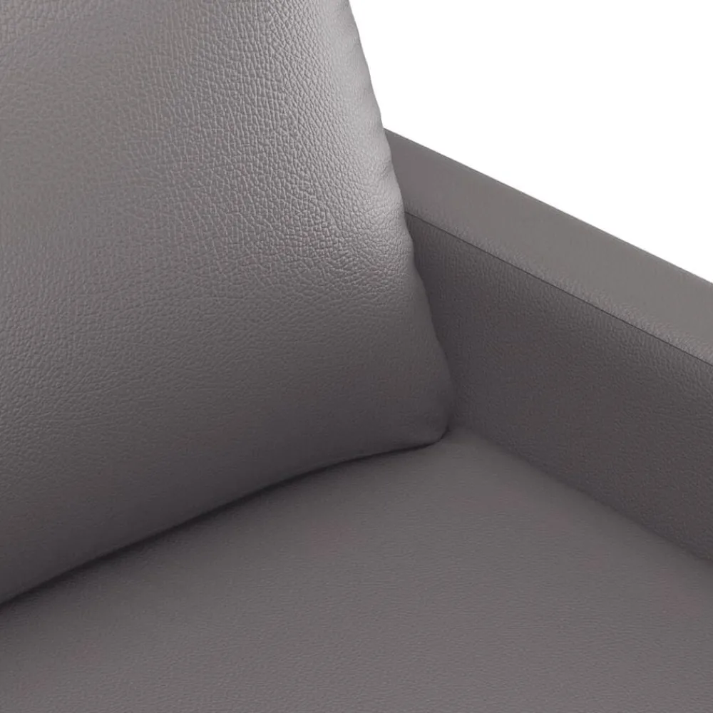 vidaXL Juego de sofás con cojines 3 piezas cuero sintético Gris Sale