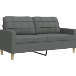 vidaXL Juego de sofás con cojines 2 piezas tela Gris oscuro Outlet