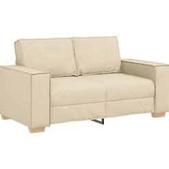 vidaXL Juego de sofás con cojines 2 piezas tela Crema
