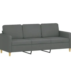 vidaXL Juego de sofás con cojines 3 piezas tela Gris oscuro Clearance