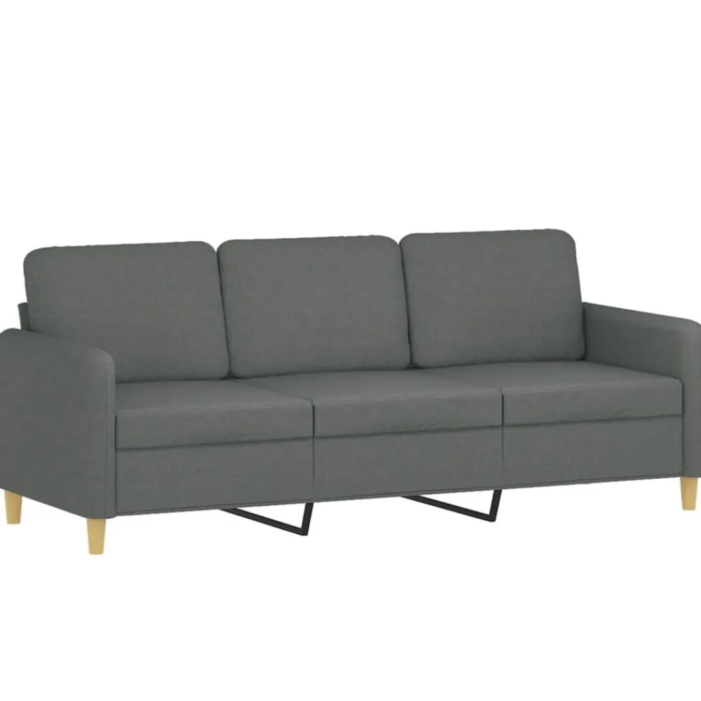 vidaXL Juego de sofás con cojines 3 piezas tela Gris oscuro Clearance