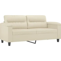 vidaXL Juego de sofás con cojines 2 piezas cuero sintético color Crema New