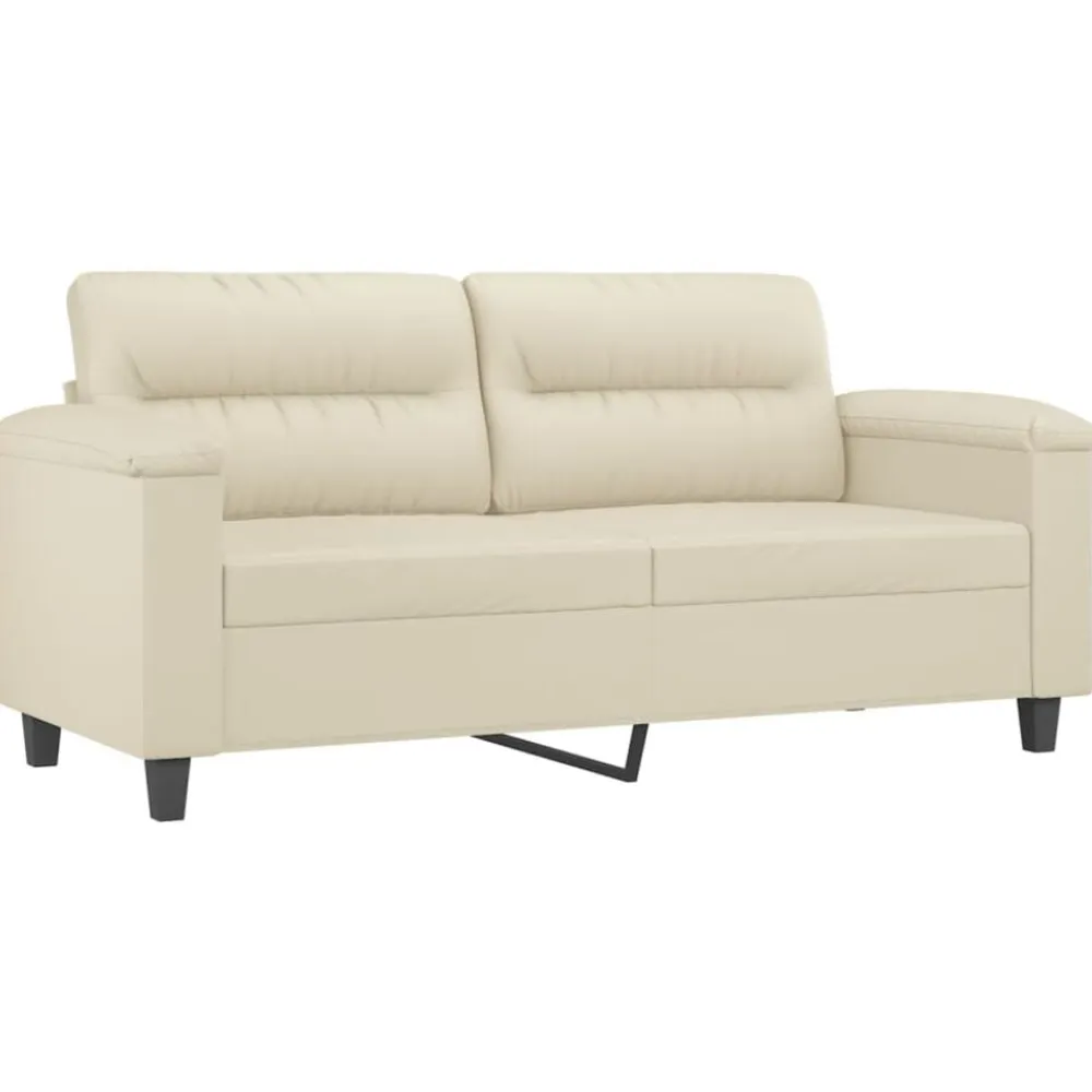 vidaXL Juego de sofás con cojines 2 piezas cuero sintético color Crema New