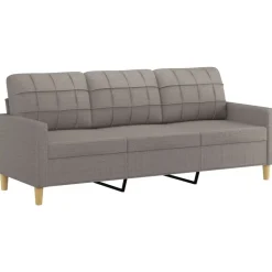 vidaXL Sofás-Juego de sofás con cojines 3 piezas tela gris taupe