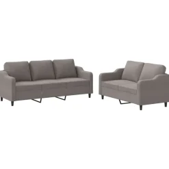 vidaXL Sofás-Juego de sofás con cojines 2 piezas tela gris taupe