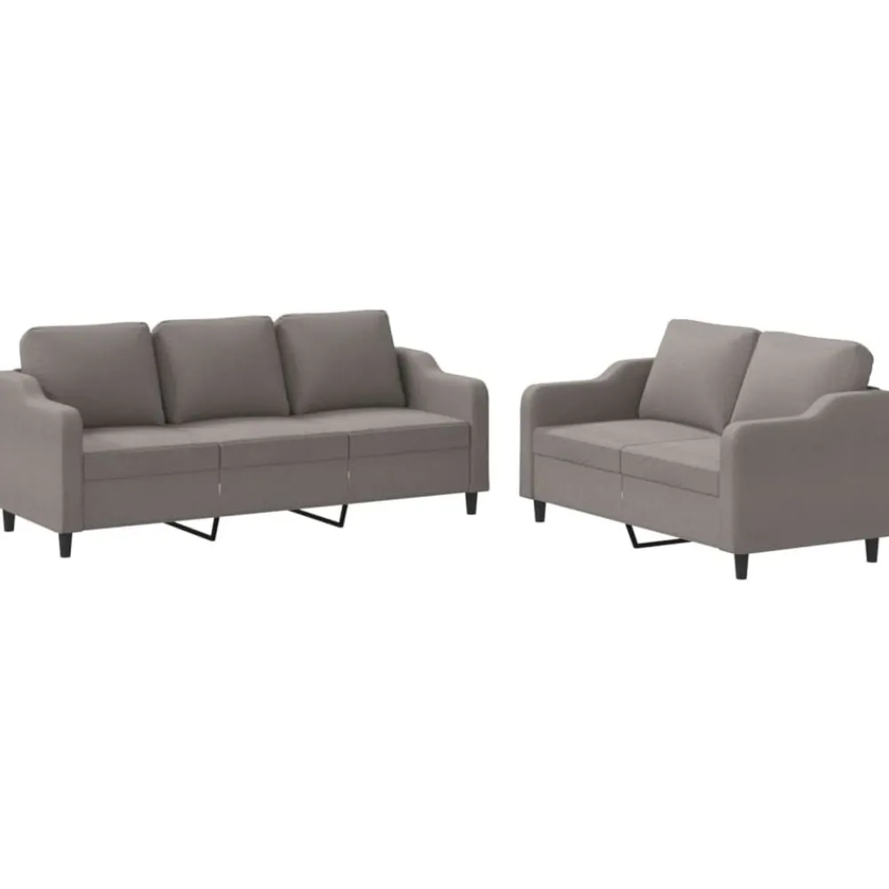 vidaXL Sofás-Juego de sofás con cojines 2 piezas tela gris taupe