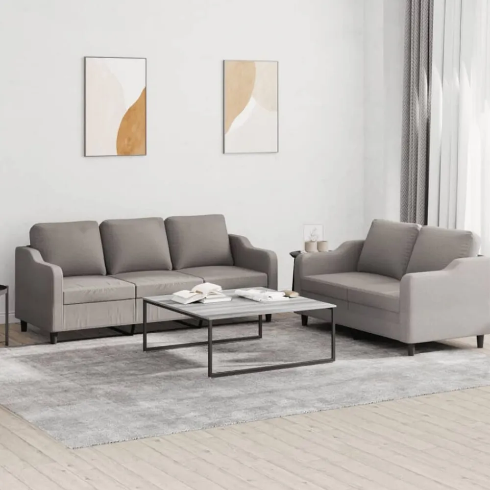 vidaXL Sofás-Juego de sofás con cojines 2 piezas tela gris taupe