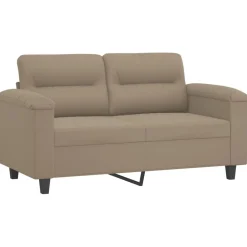 vidaXL Sofás-Juego de sofás con cojines 2 piezas tela microfibra gris taupe