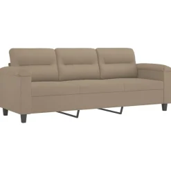 vidaXL Sofás-Juego de sofás con cojines 2 piezas tela microfibra gris taupe