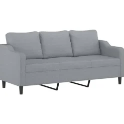 vidaXL Juego de sofás con cojines 4 piezas tela Gris claro Hot