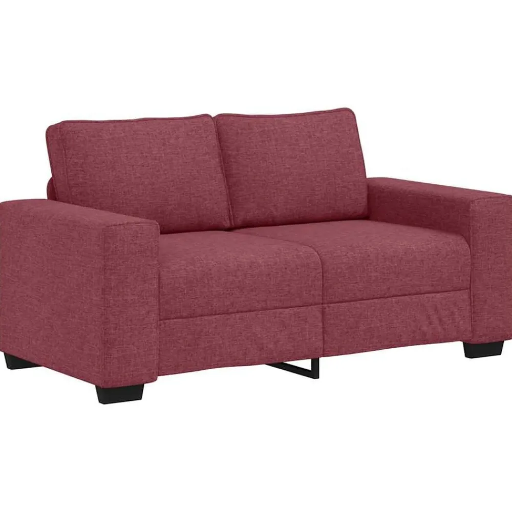 vidaXL Juego de sofás con cojines 2 piezas tela rojo tinto Rojo vino tinto New
