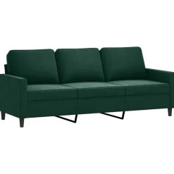 vidaXL Juego de sofás con cojines 3 piezas terciopelo Verde oscuro Online