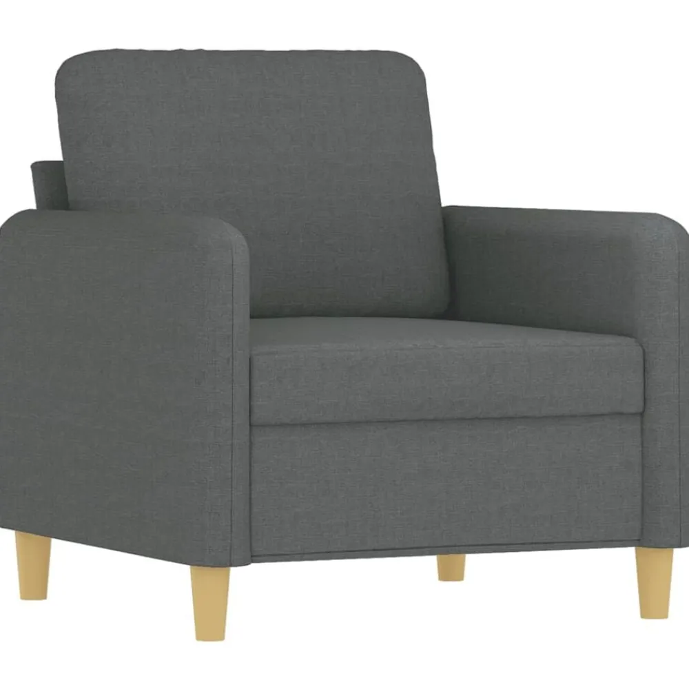 vidaXL Juego de sofás con cojines 3 piezas tela Gris oscuro Discount