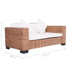 vidaXL Juego de sofás con cojines 2 piezas ratán natural Hot