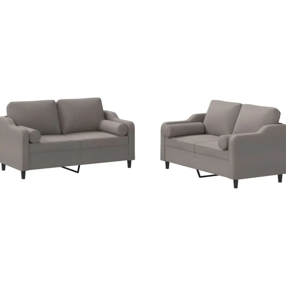 vidaXL Juego de sofás con cojines 2 piezas tela gris taupe Taupé New