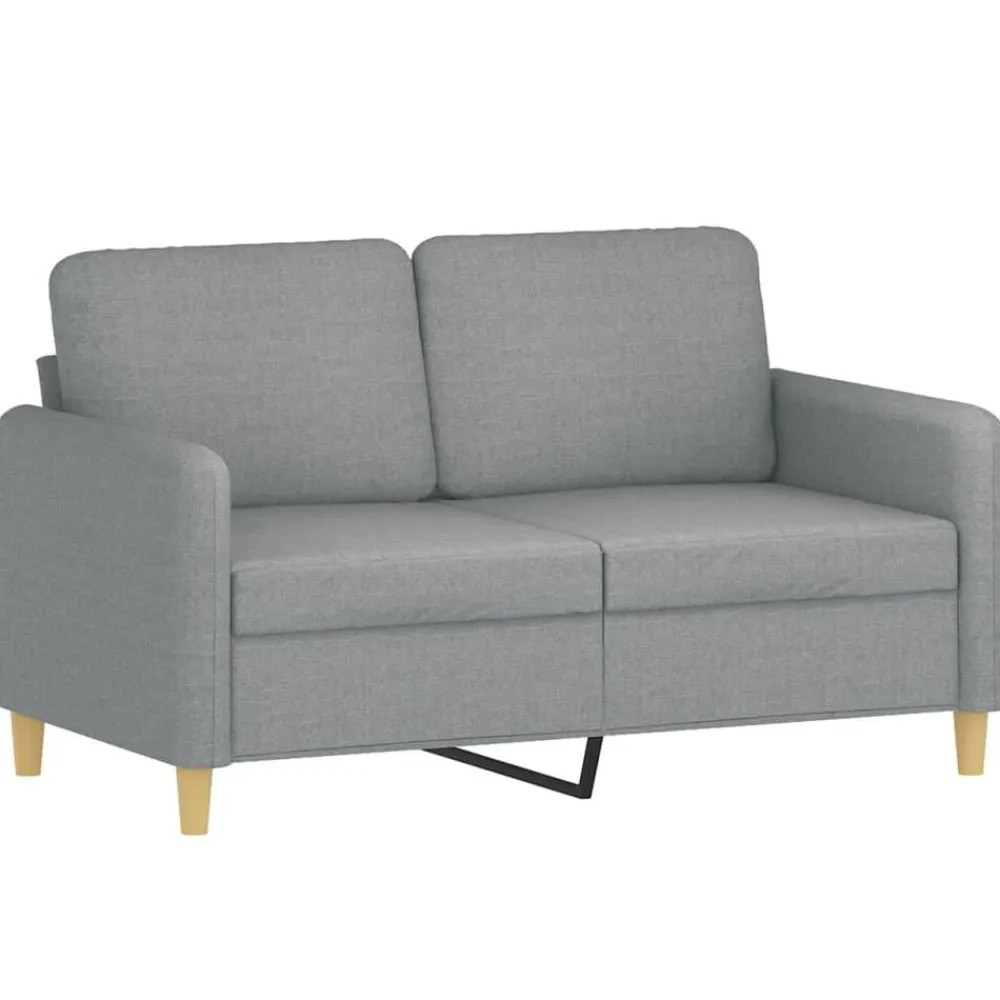 vidaXL Juego de sofás con cojines 2 piezas tela Gris claro Discount