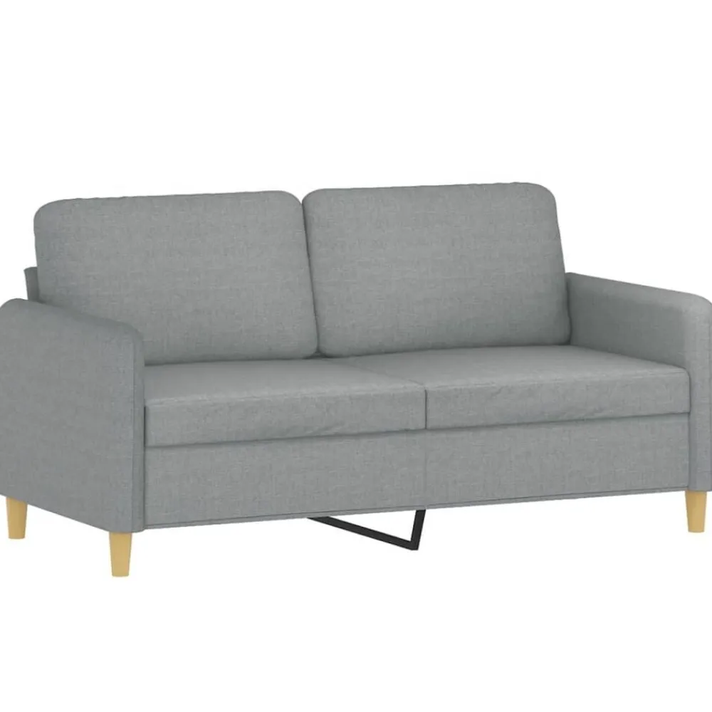 vidaXL Juego de sofás con cojines 2 piezas tela Gris claro Discount
