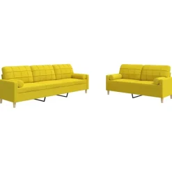 vidaXL Juego de sofás con cojines 2 piezas tela Amarillo claro Best