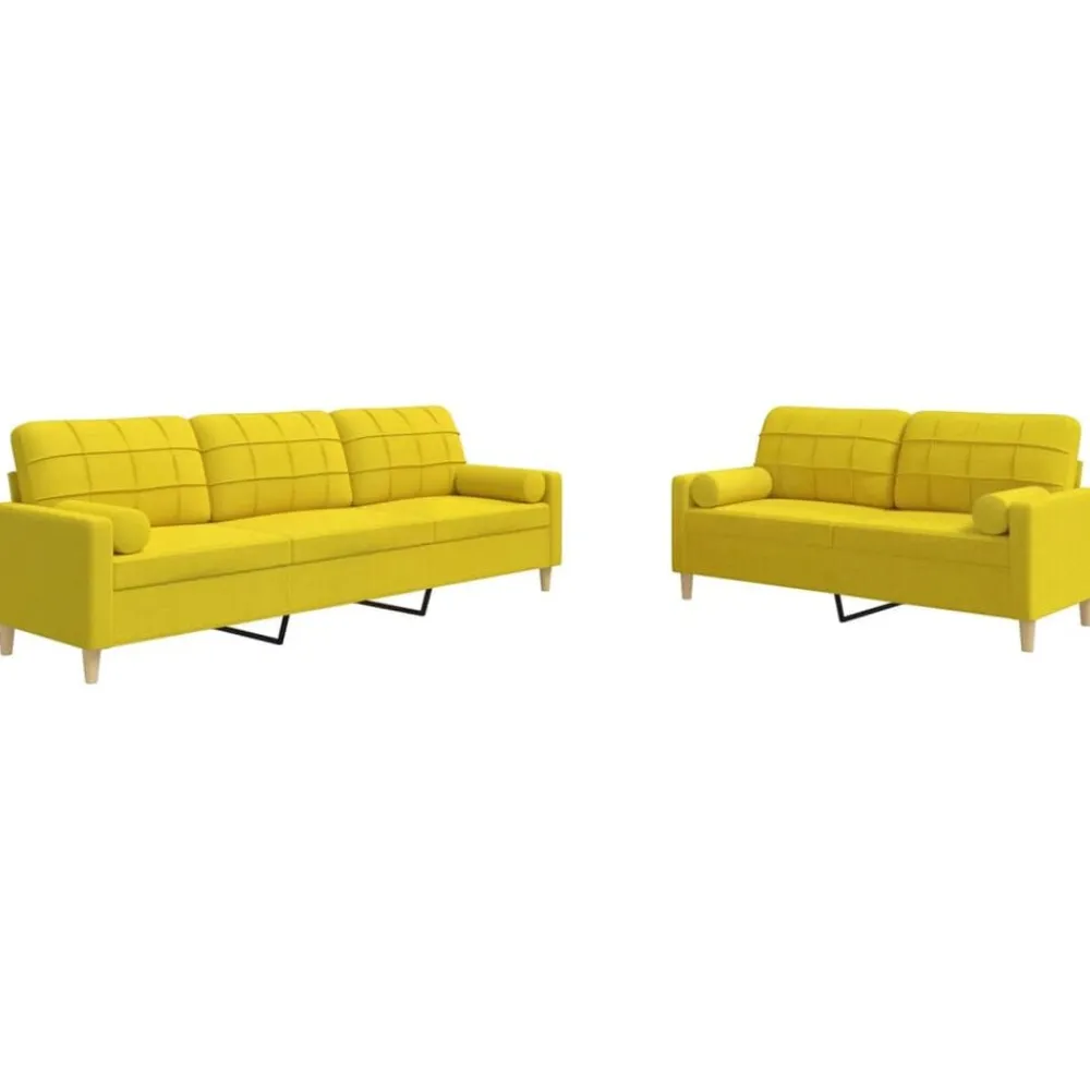 vidaXL Juego de sofás con cojines 2 piezas tela Amarillo claro Best