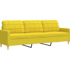 vidaXL Juego de sofás con cojines 2 piezas tela Amarillo claro Best