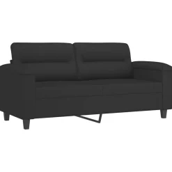 vidaXL Juego de sofás con cojines 2 piezas tela microfibra Negro Clearance