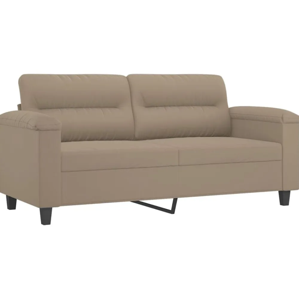 vidaXL Sofás-Juego de sofás con cojines 2 piezas tela microfibra gris taupe