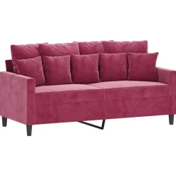 vidaXL Juego de sofás con cojines 3 piezas terciopelo rojo tinto Rojo vino tinto Discount