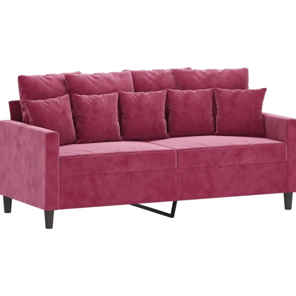 vidaXL Juego de sofás con cojines 3 piezas terciopelo rojo tinto Rojo vino tinto Discount