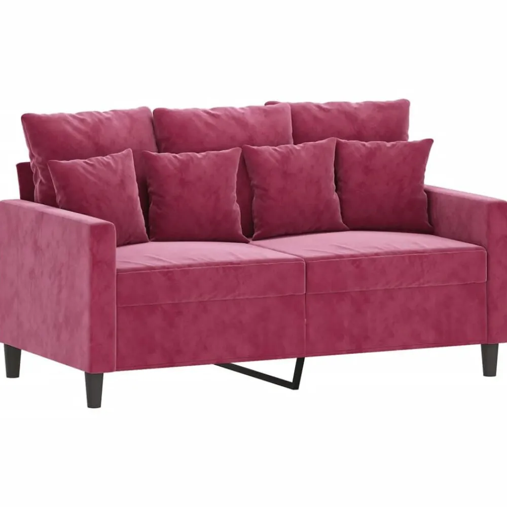 vidaXL Juego de sofás con cojines 3 piezas terciopelo rojo tinto Rojo vino tinto Discount