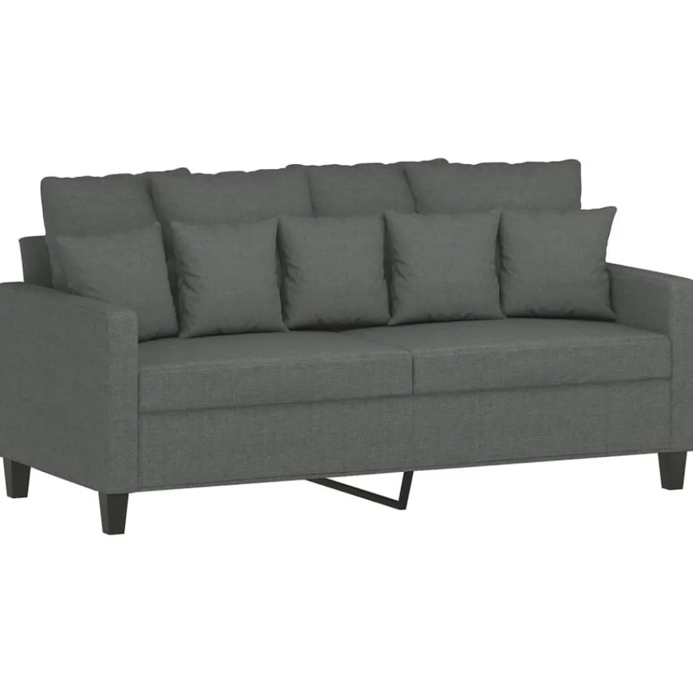 vidaXL Juego de sofás con cojines 3 piezas tela Gris oscuro Clearance