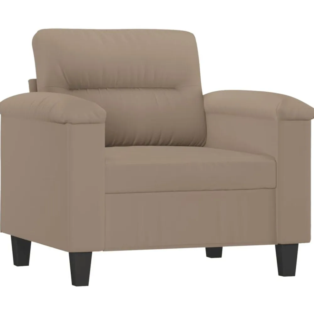 vidaXL Sofás-Juego de sofás con cojines 3 piezas tela microfibra taupe