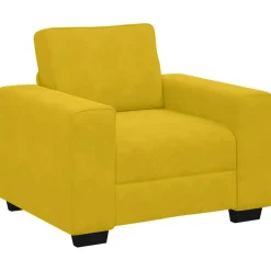 vidaXL Juego de sofás con cojines 3 piezas terciopelo Amarillo Hot