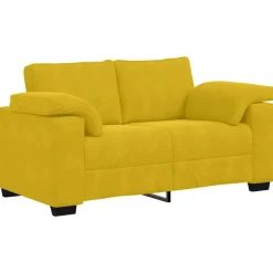 vidaXL Juego de sofás con cojines 3 piezas terciopelo Amarillo Hot