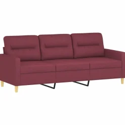 vidaXL Sofás-Juego de sofás con cojines 2 piezas tela rojo tinto