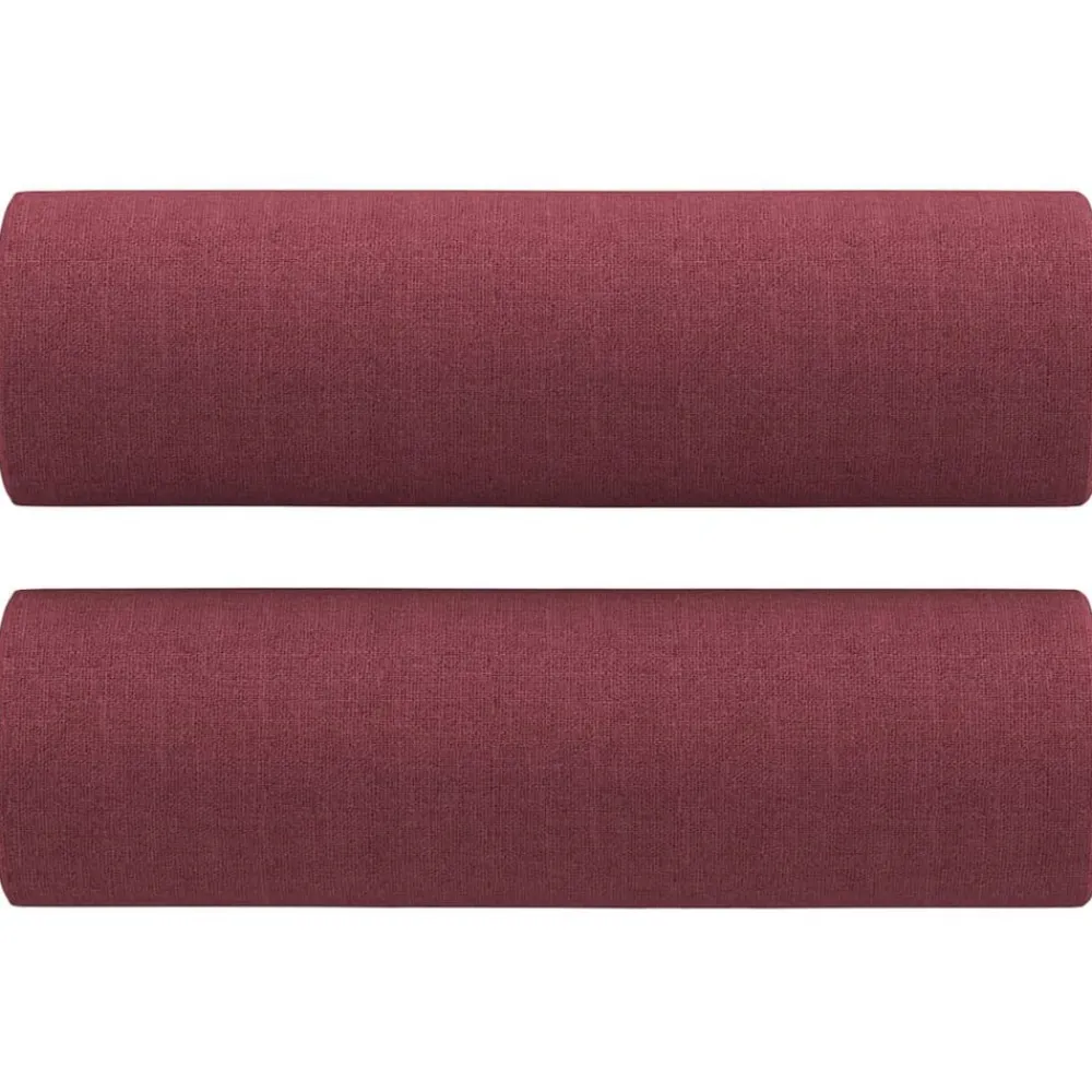 vidaXL Sofás-Juego de sofás con cojines 3 piezas tela rojo tinto
