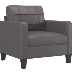 vidaXL Juego de sofás con cojines 3 piezas cuero sintético Gris Hot